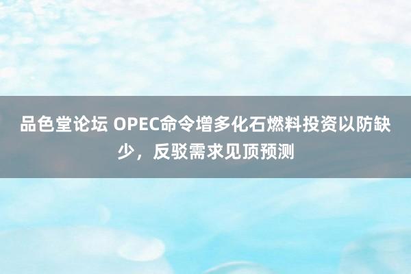 品色堂论坛 OPEC命令增多化石燃料投资以防缺少，反驳需求见顶预测