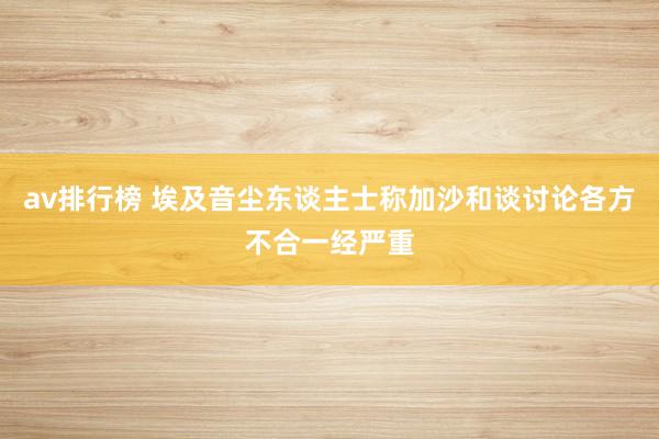 av排行榜 埃及音尘东谈主士称加沙和谈讨论各方不合一经严重