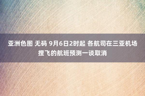 亚洲色图 无码 9月6日2时起 各航司在三亚机场捏飞的航班预测一谈取消