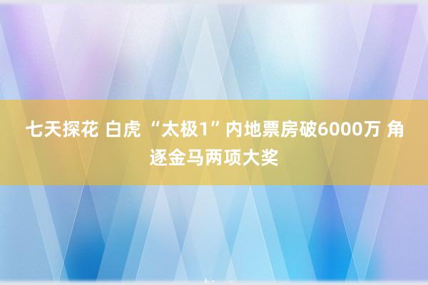 七天探花 白虎 “太极1”内地票房破6000万 角逐金马两项大奖