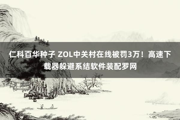 仁科百华种子 ZOL中关村在线被罚3万！高速下载器躲避系结软件装配罗网